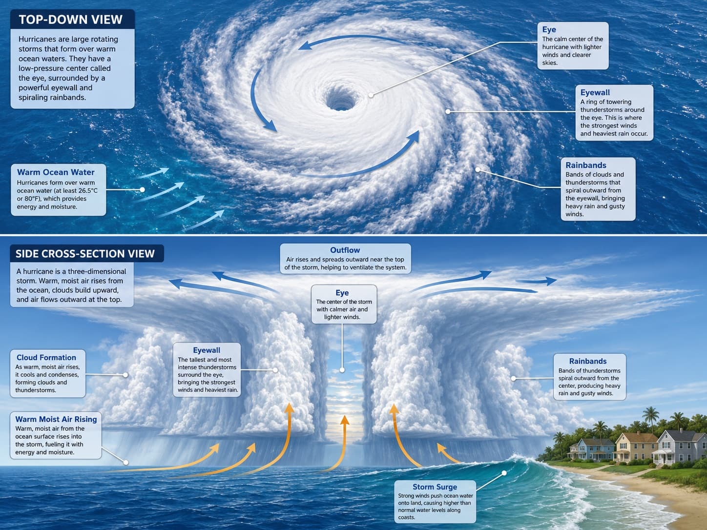 Placeholder: cross-section and top-down diagram of a hurricane